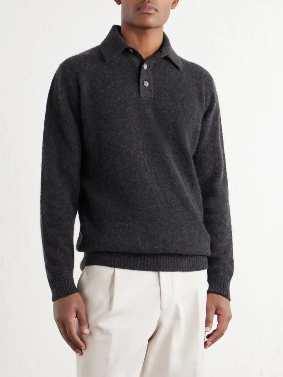 Thom Sweeney Cashmere and Silk-Blend Polo Shirt - Men | Thumbnail 3 Thom Sweeney Cashmere and Silk-Blend Polo Shirt - Men | Thumbnail 3