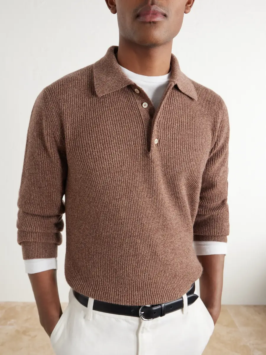 PIACENZA 1733 Ribbed Cashmere Polo Shirt - Men | Thumbnail 5