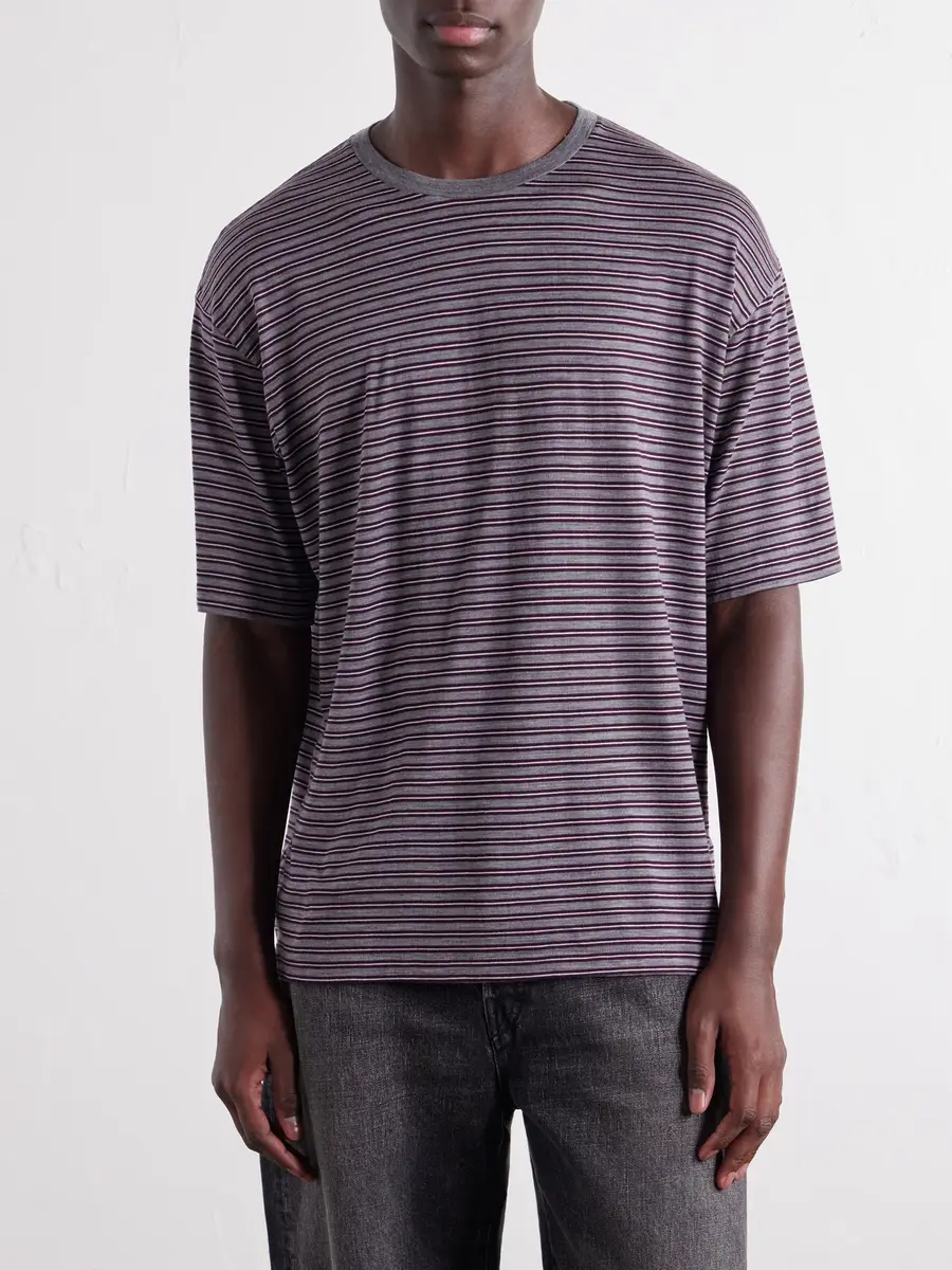 Auralee Striped Wool-Jersey T-Shirt - Men | Thumbnail 3