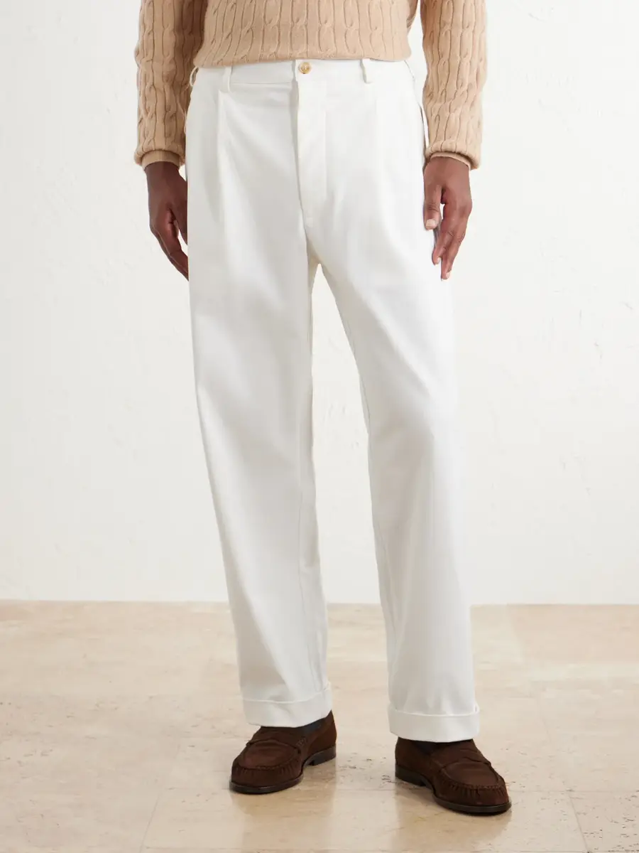 Ghiaia Cashmere Marinaio Straight-Leg Pleated Cotton-Twill Trousers - Men | Thumbnail 3