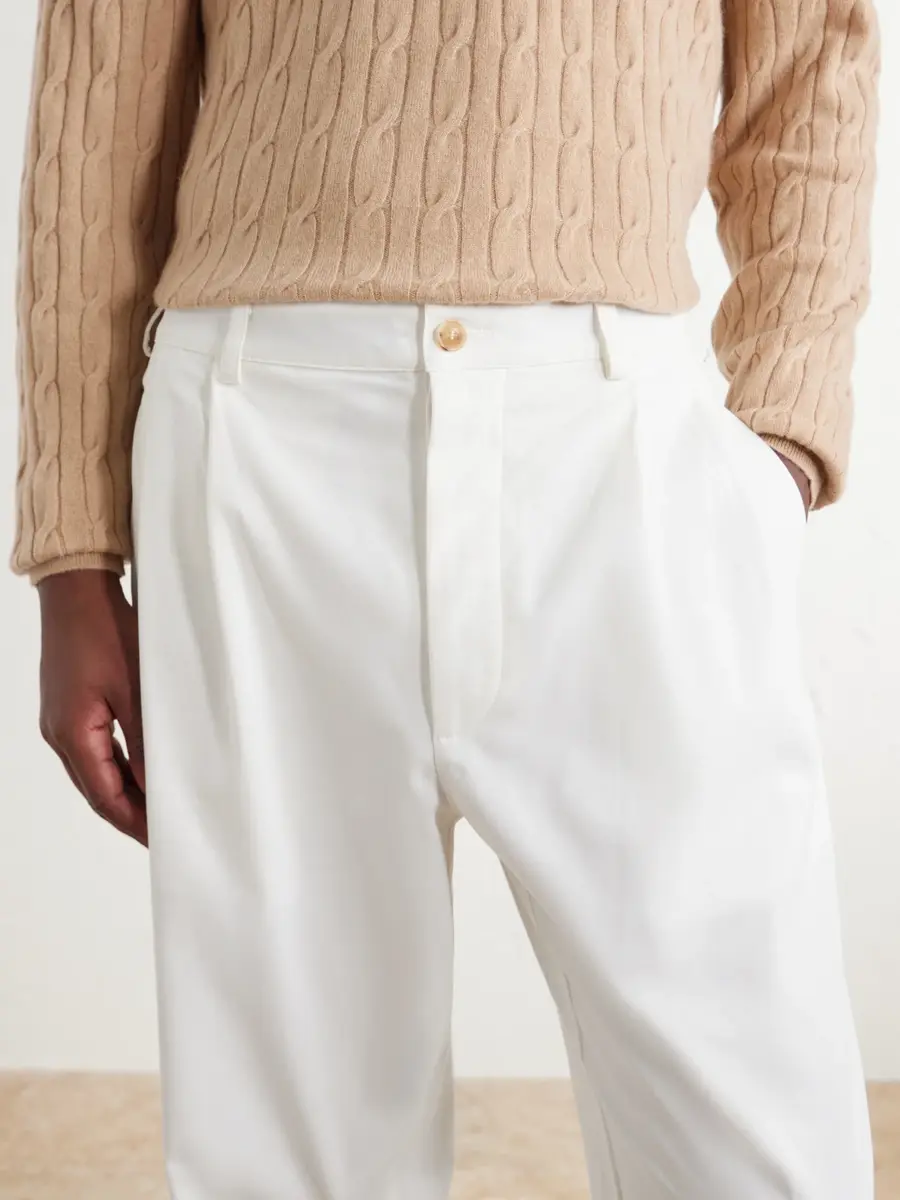 Ghiaia Cashmere Marinaio Straight-Leg Pleated Cotton-Twill Trousers - Men | Thumbnail 5