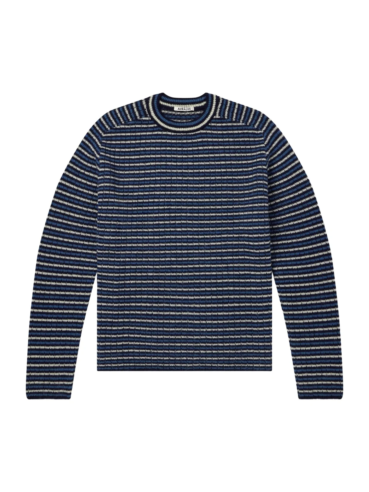 Auralee Striped Ribbed Wool and Cashmere-Blend Sweater - Men