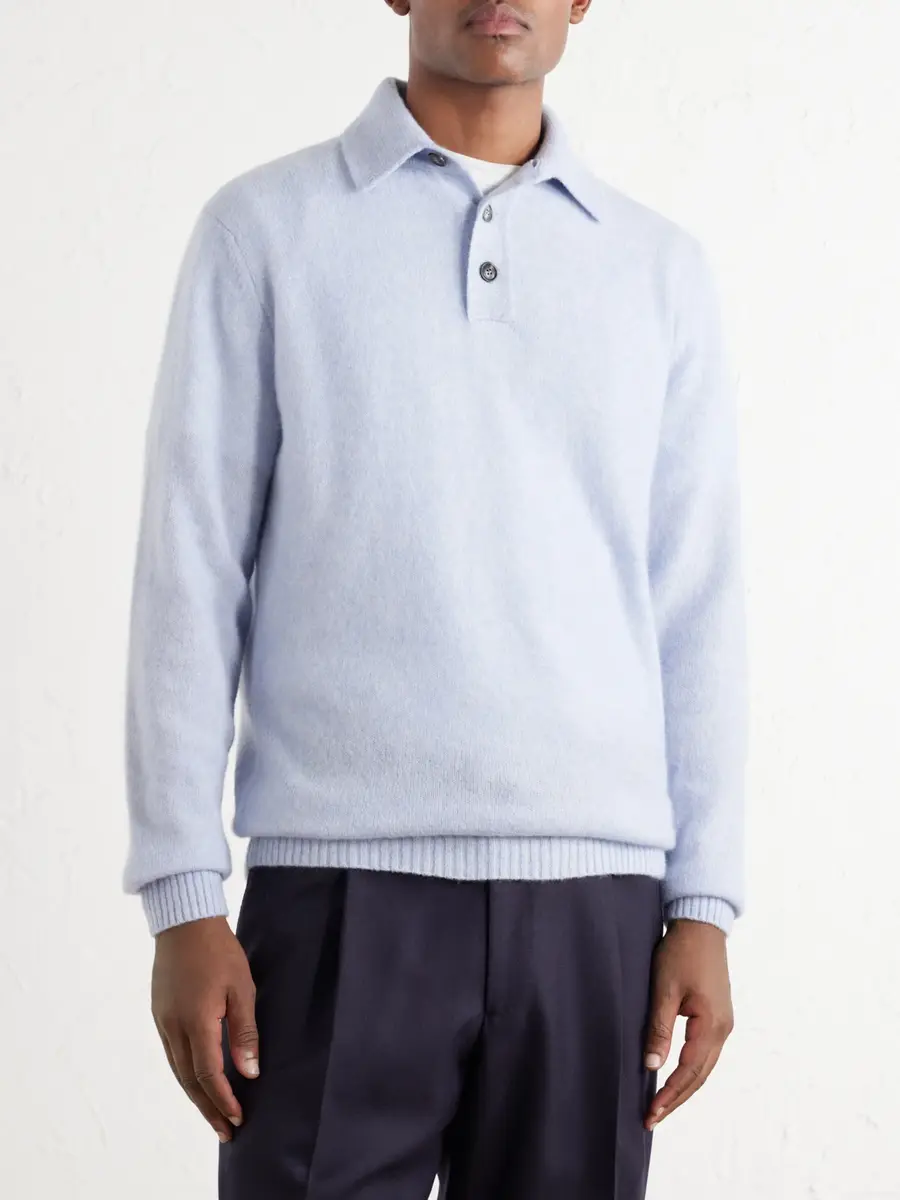 Thom Sweeney Cashmere and Silk-Blend Polo Shirt - Men | Thumbnail 3 Thom Sweeney Cashmere and Silk-Blend Polo Shirt - Men | Thumbnail 3