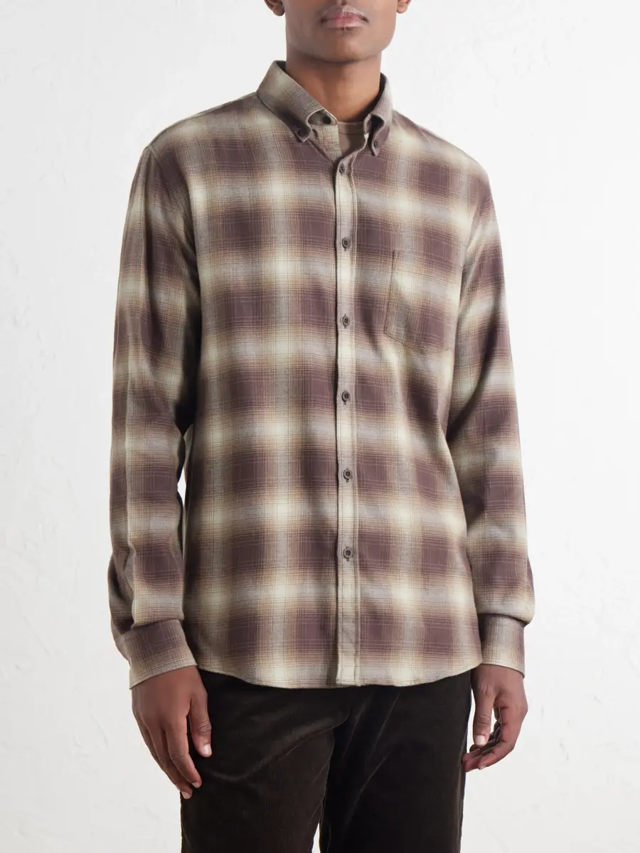 Sunspel Checked Cotton-Flannel Shirt - Men | Thumbnail 3