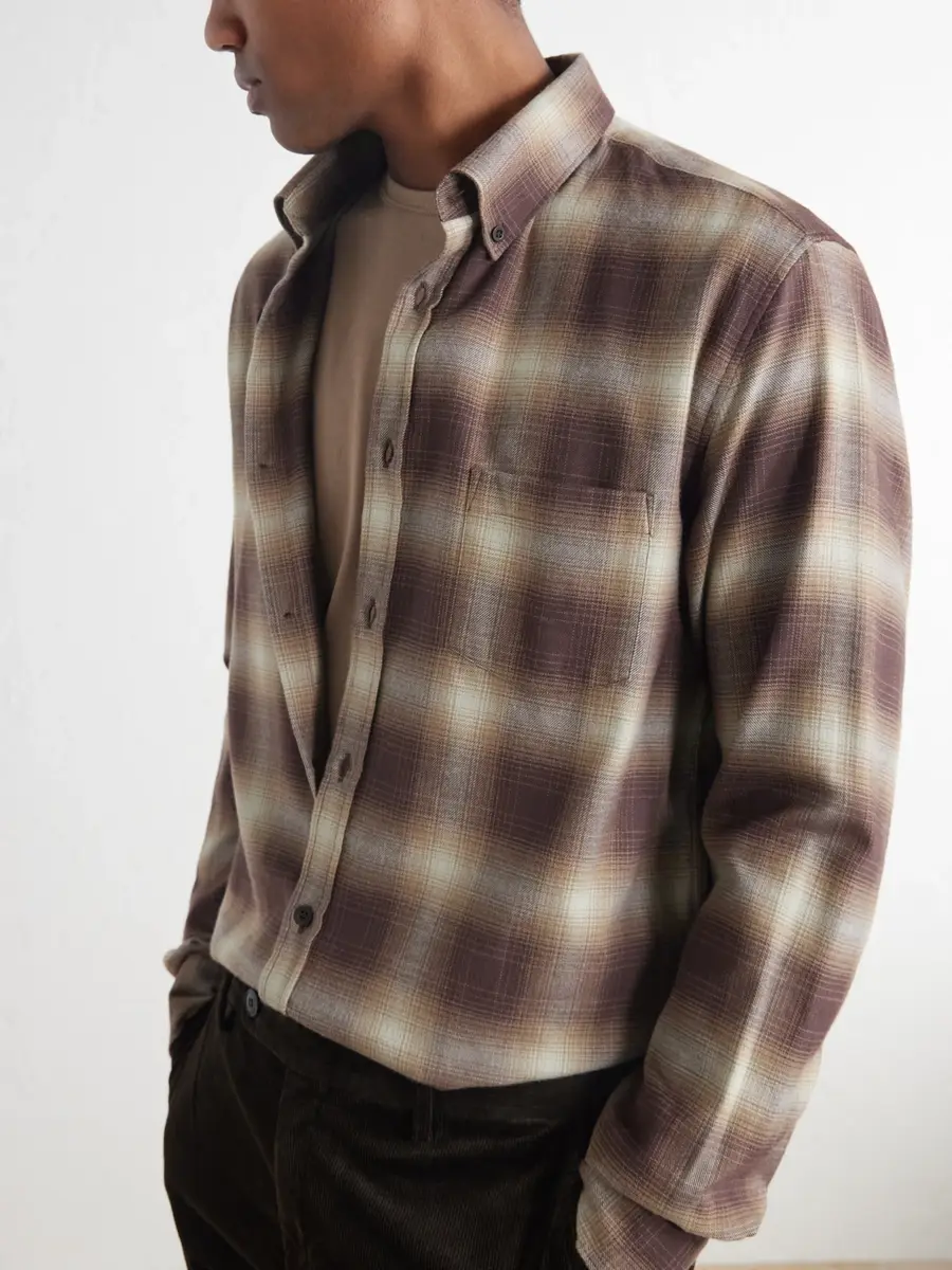 Sunspel Checked Cotton-Flannel Shirt - Men | Thumbnail 5