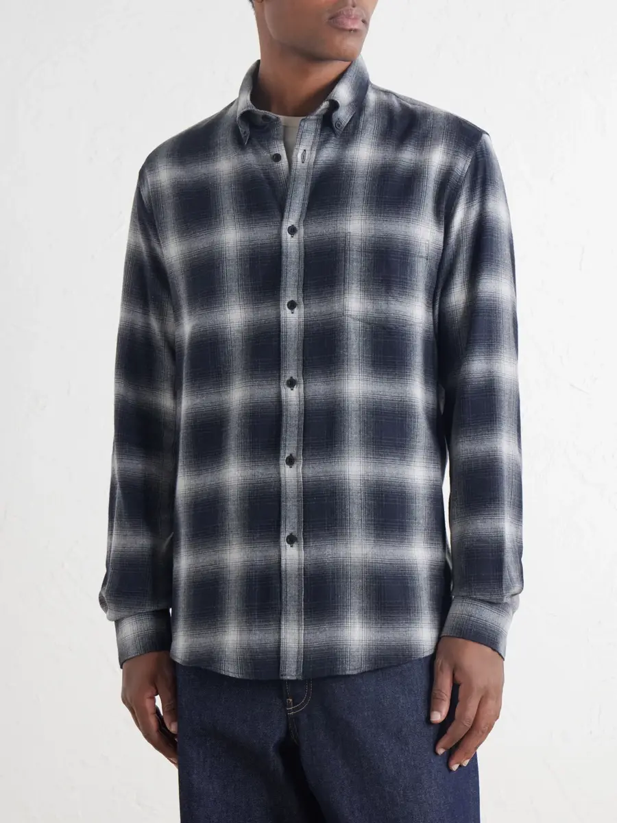 Sunspel Checked Cotton-Flannel Shirt - Men | Thumbnail 3