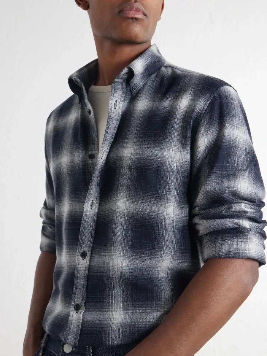 Sunspel Checked Cotton-Flannel Shirt - Men | Thumbnail 5