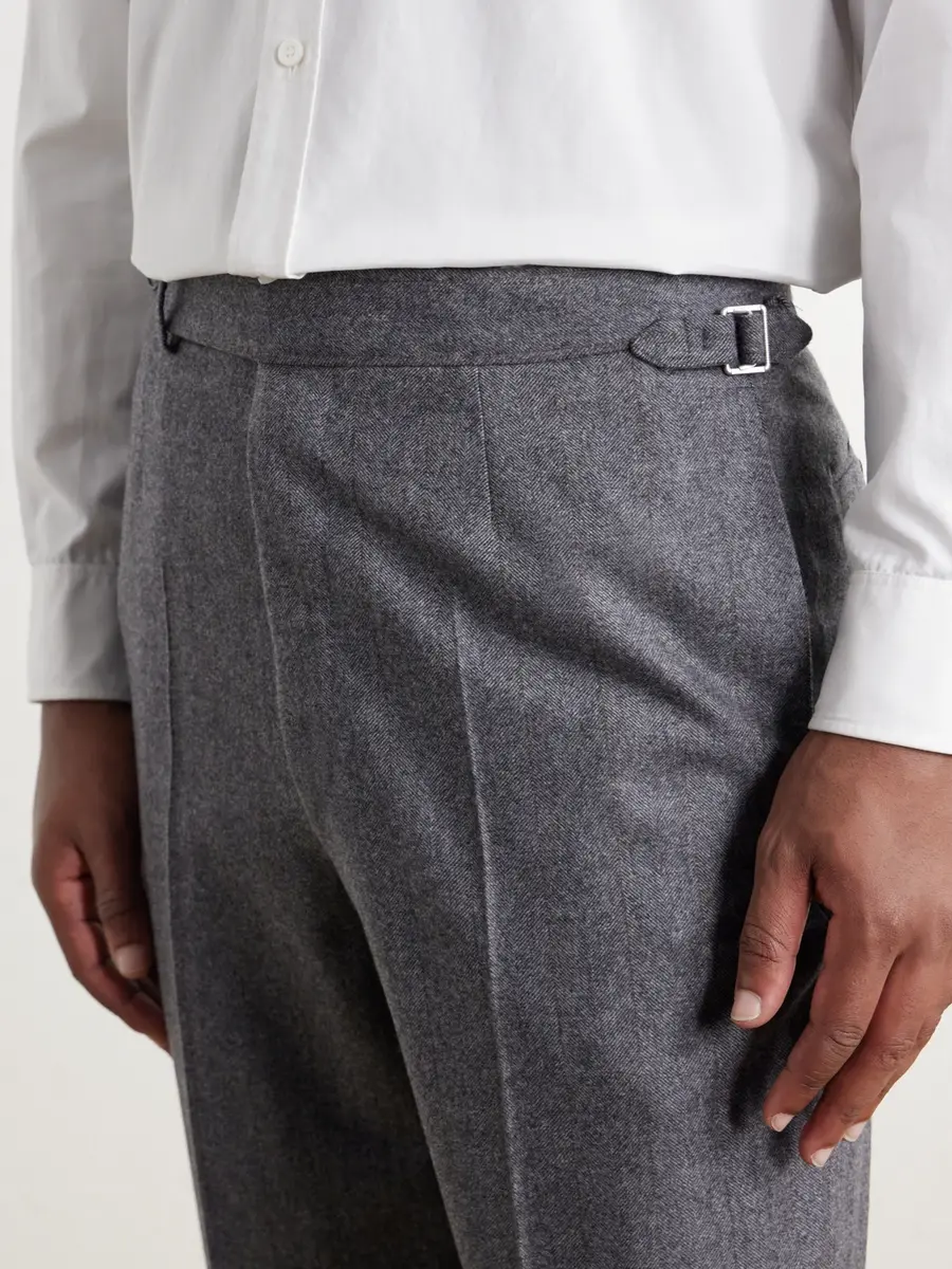 dunhill Straight-Leg Herringbone Wool and Cashmere-Blend Trousers - Men | Thumbnail 5