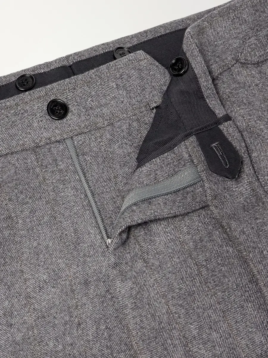 dunhill Straight-Leg Herringbone Wool and Cashmere-Blend Trousers - Men | Thumbnail 6