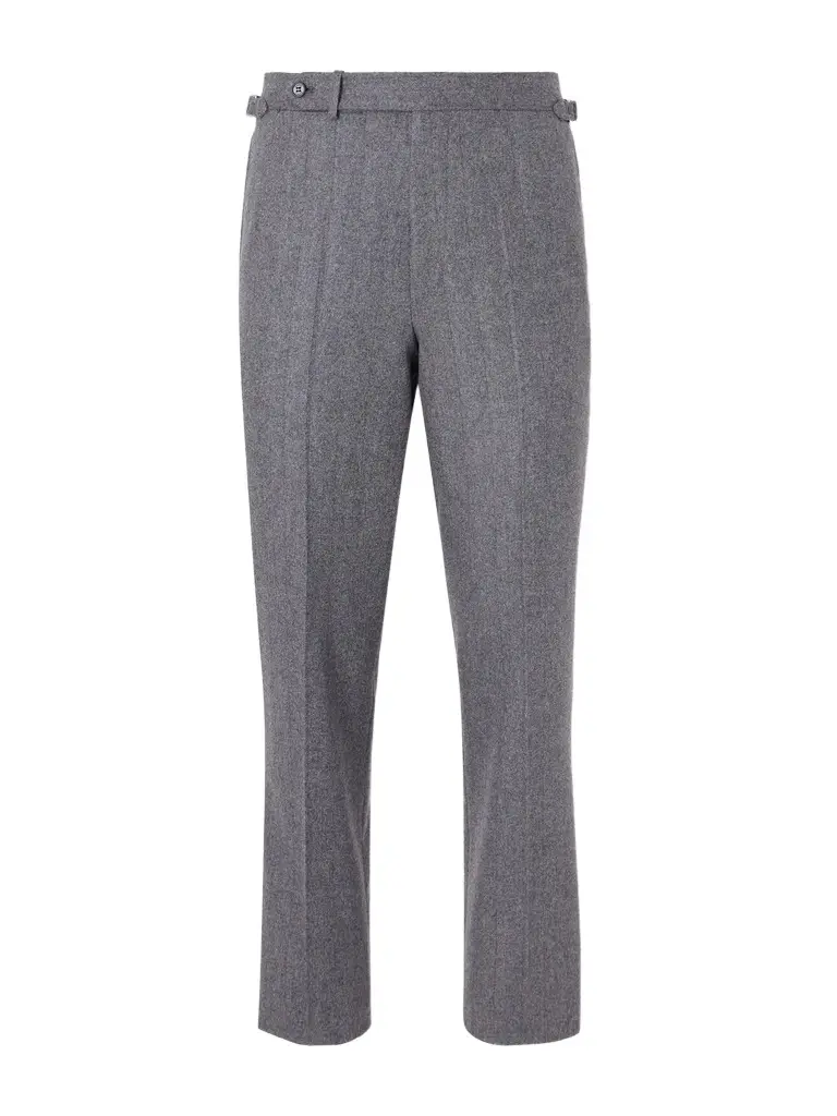 Straight-Leg Herringbone Wool and Cashmere-Blend Trousers - Men Straight-Leg Herringbone Wool and Cashmere-Blend Trousers - Men