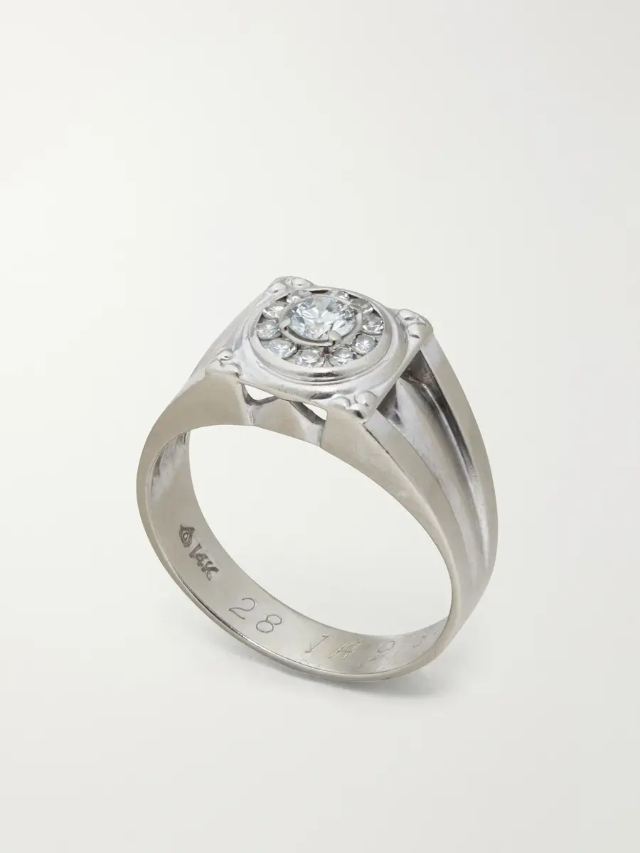 FOUNDWELL Vintage 1980s 14-Karat White Gold Diamond Ring - Men | Thumbnail 2 FOUNDWELL Vintage 1980s 14-Karat White Gold Diamond Ring - Men | Thumbnail 2