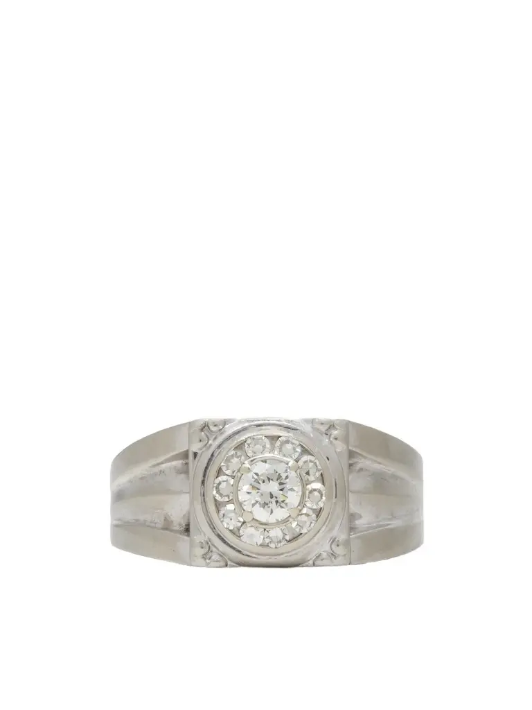 FOUNDWELL Vintage 1980s 14-Karat White Gold Diamond Ring - Men