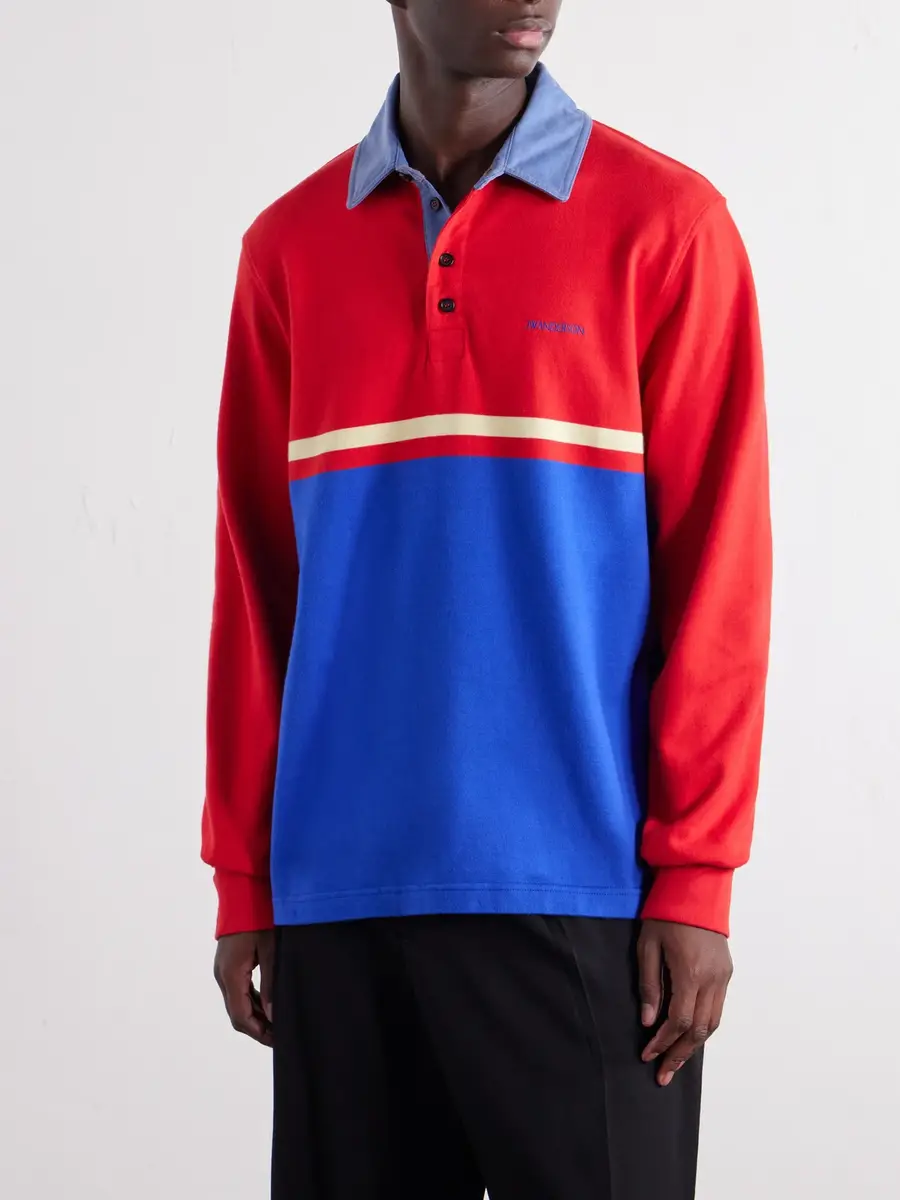 JW Anderson Contrast Collar Colour-Block Cotton-Jersey Polo Shirt - Men | Thumbnail 3 JW Anderson Contrast Collar Colour-Block Cotton-Jersey Polo Shirt - Men | Thumbnail 3