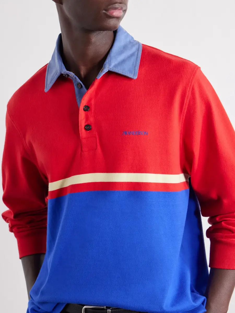 JW Anderson Contrast Collar Colour-Block Cotton-Jersey Polo Shirt - Men | Thumbnail 5 JW Anderson Contrast Collar Colour-Block Cotton-Jersey Polo Shirt - Men | Thumbnail 5