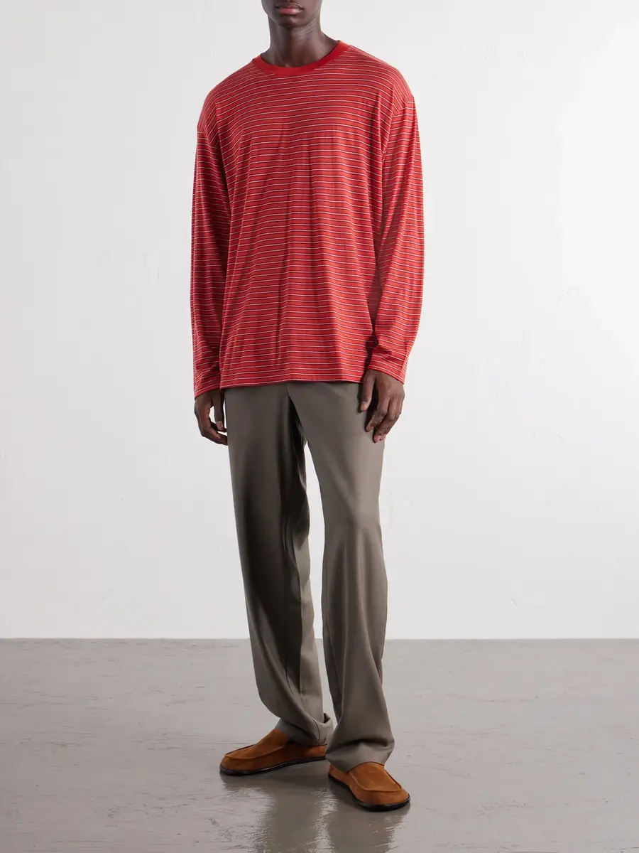 Auralee Striped Wool-Jersey T-Shirt - Men | Thumbnail 2 Auralee Striped Wool-Jersey T-Shirt - Men | Thumbnail 2