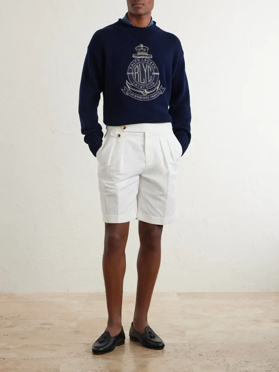 Ralph Lauren Purple Label Logo-Appliquéd Cotton-Blend Sweater - Men | Thumbnail 2 Ralph Lauren Purple Label Logo-Appliquéd Cotton-Blend Sweater - Men | Thumbnail 2