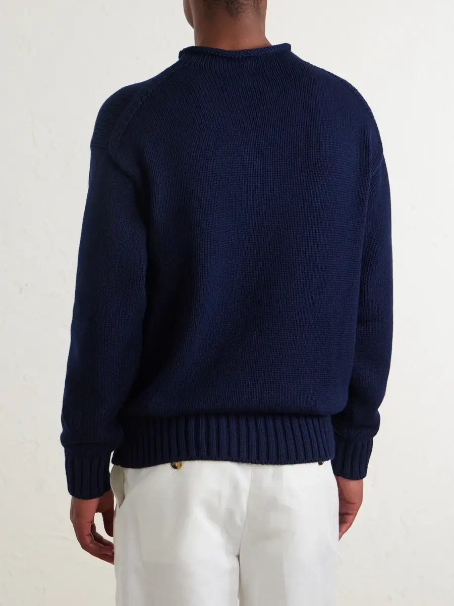 Ralph Lauren Purple Label Logo-Appliquéd Cotton-Blend Sweater - Men | Thumbnail 4 Ralph Lauren Purple Label Logo-Appliquéd Cotton-Blend Sweater - Men | Thumbnail 4