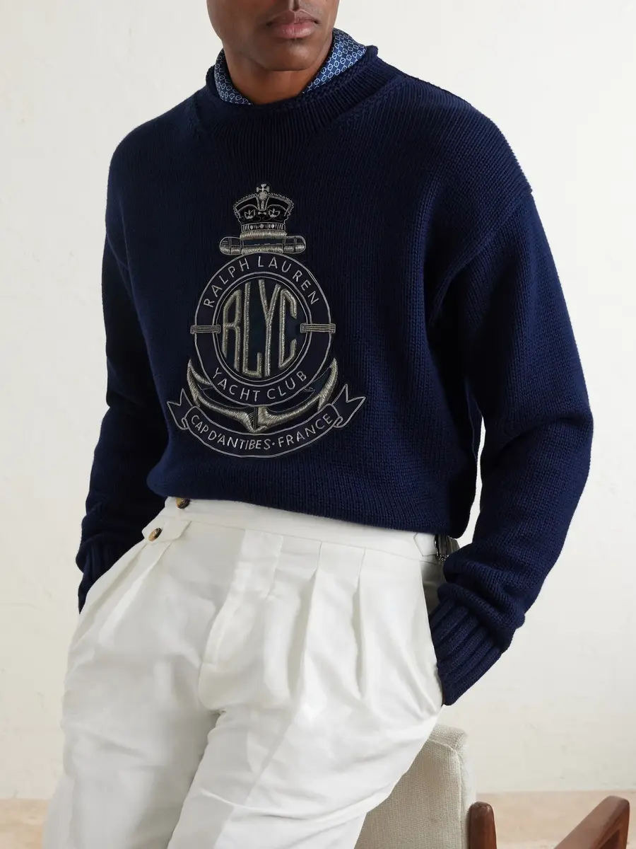Ralph Lauren Purple Label Logo-Appliquéd Cotton-Blend Sweater - Men | Thumbnail 5 Ralph Lauren Purple Label Logo-Appliquéd Cotton-Blend Sweater - Men | Thumbnail 5