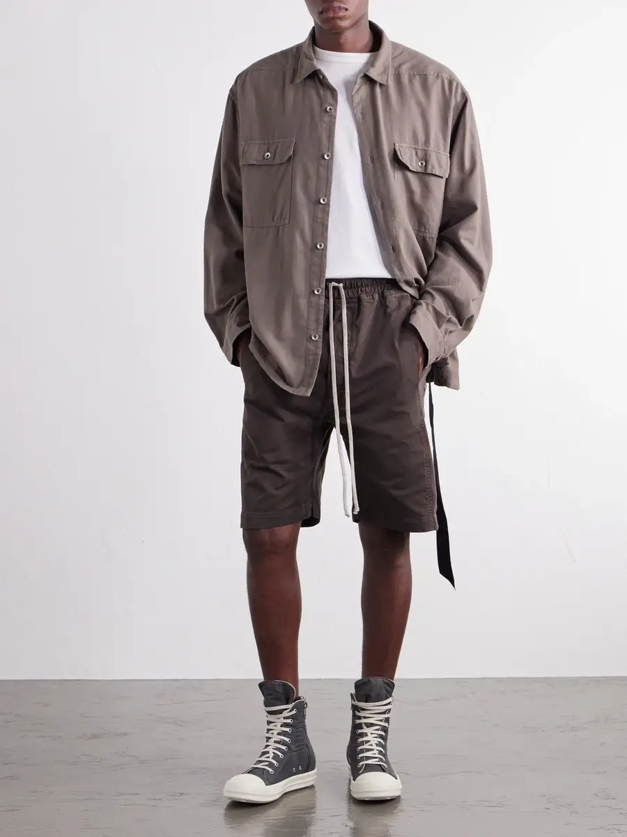 DRKSHDW by Rick Owens Pusher Straight-Leg Cotton-Twill Shorts - Men | Thumbnail 2 DRKSHDW by Rick Owens Pusher Straight-Leg Cotton-Twill Shorts - Men | Thumbnail 2