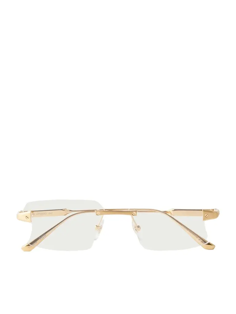 Cartier Eyewear Santos de Cartier Gold-Tone Titanium Glasses - Men