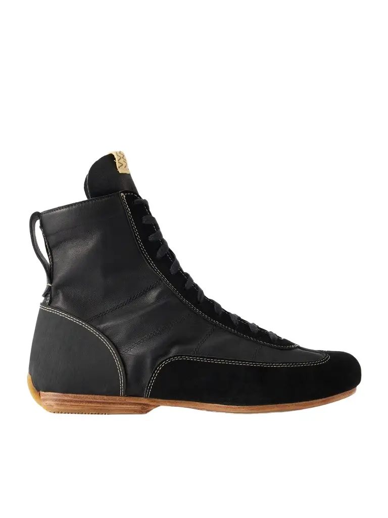 Visvim Mc Driver Suede-Trimmed Leather Lace-Up Boots - Men