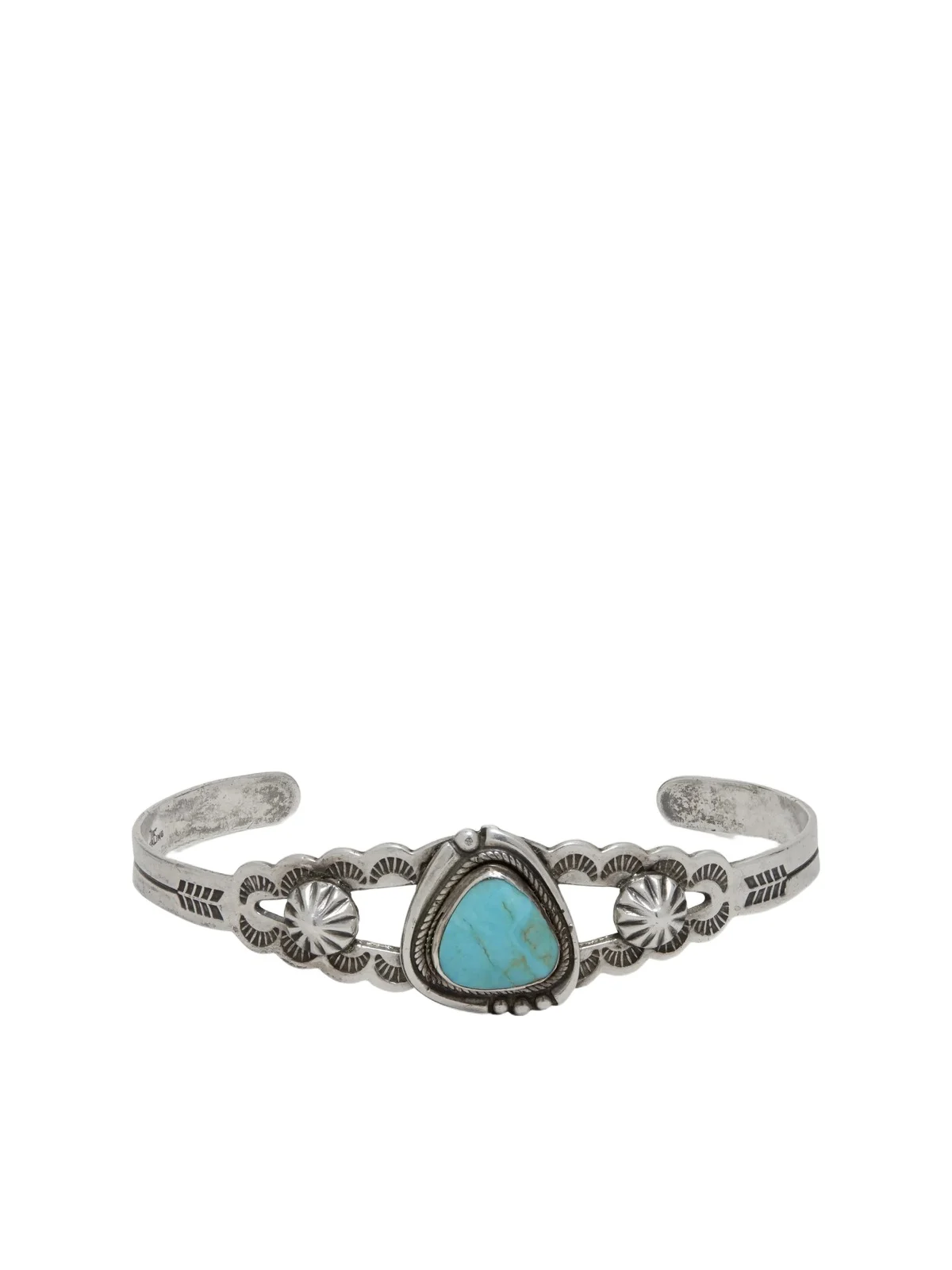 Vintage 1960s Sterling Silver Turquoise Bracelet - Men