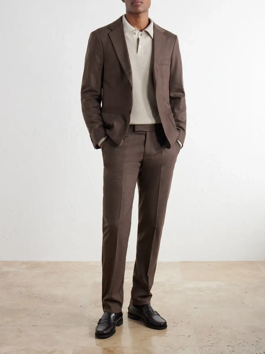Sunspel Straight-Leg Stretch Wool-Blend Flannel Trousers - Men | Thumbnail 2 Sunspel Straight-Leg Stretch Wool-Blend Flannel Trousers - Men | Thumbnail 2