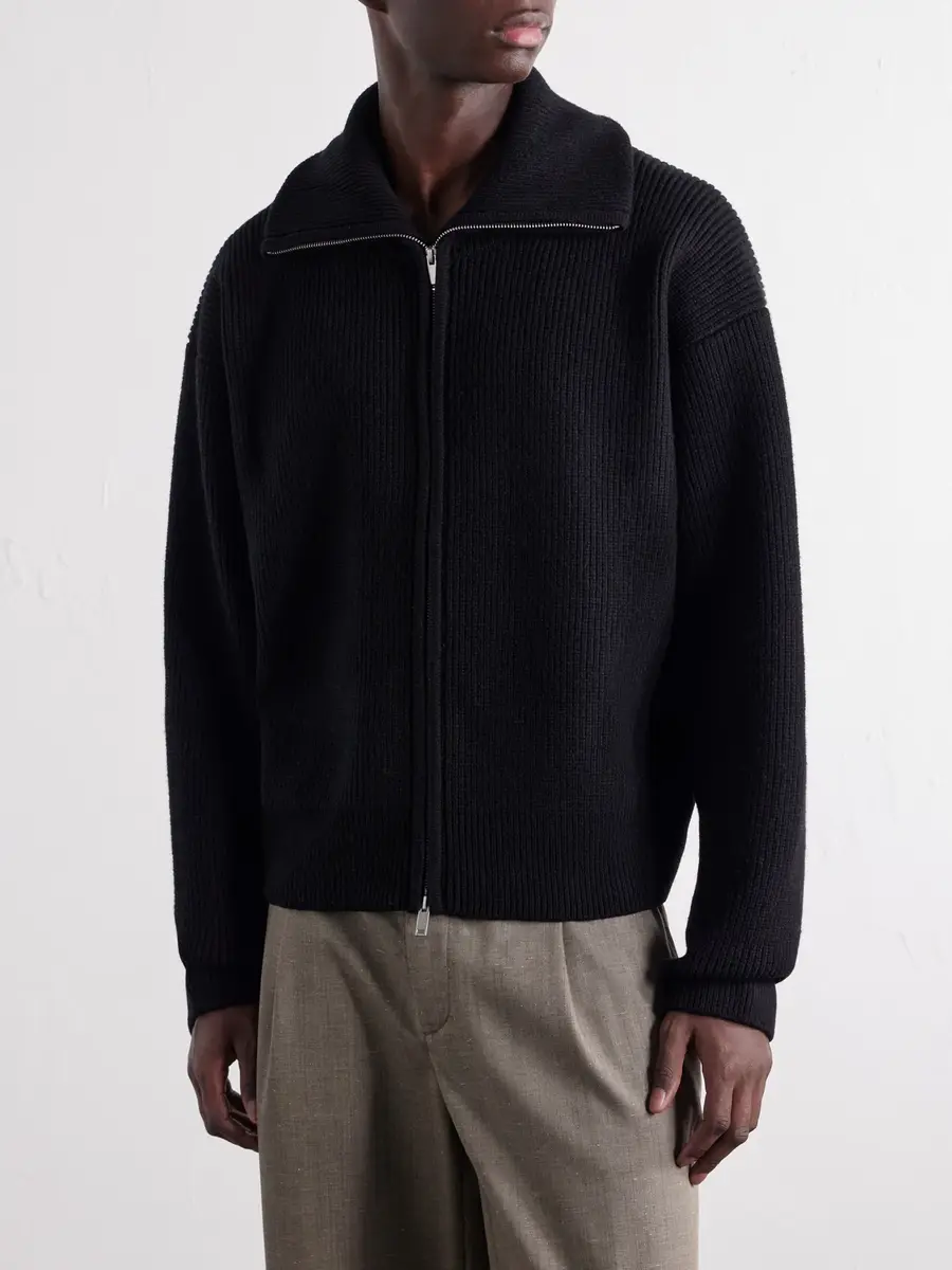 Studio Nicholson Ribbed-Knit Merino Wool Zip-Up Cardigan - Men | Thumbnail 3