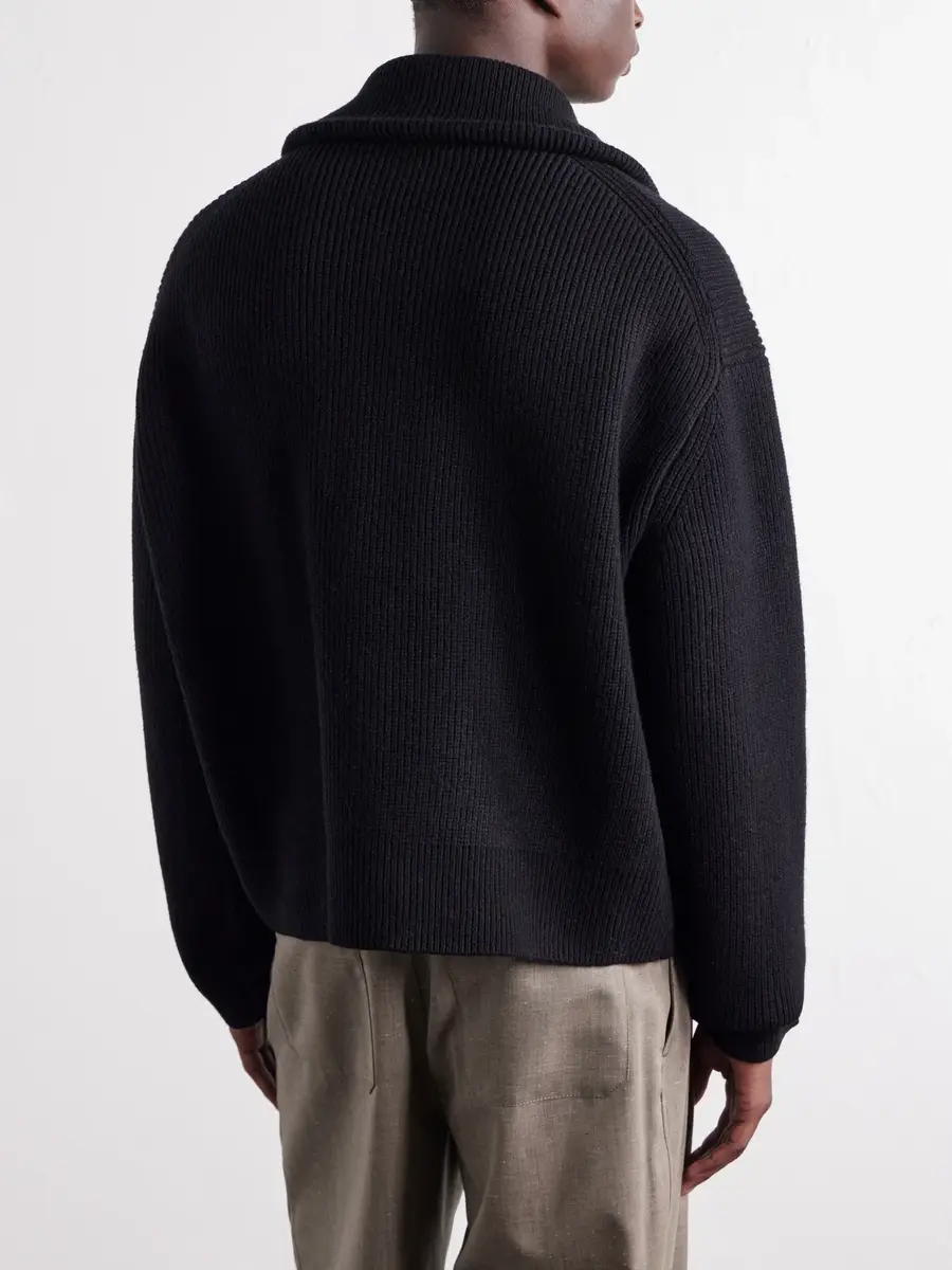 Studio Nicholson Ribbed-Knit Merino Wool Zip-Up Cardigan - Men | Thumbnail 4