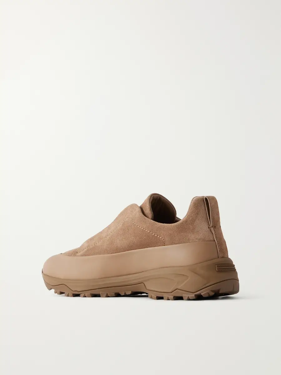 Zegna Triple Stitch™ Monte Rubber-Trimmed Suede Slip-On Sneakers - Men | Thumbnail 4 Zegna Triple Stitch™ Monte Rubber-Trimmed Suede Slip-On Sneakers - Men | Thumbnail 4