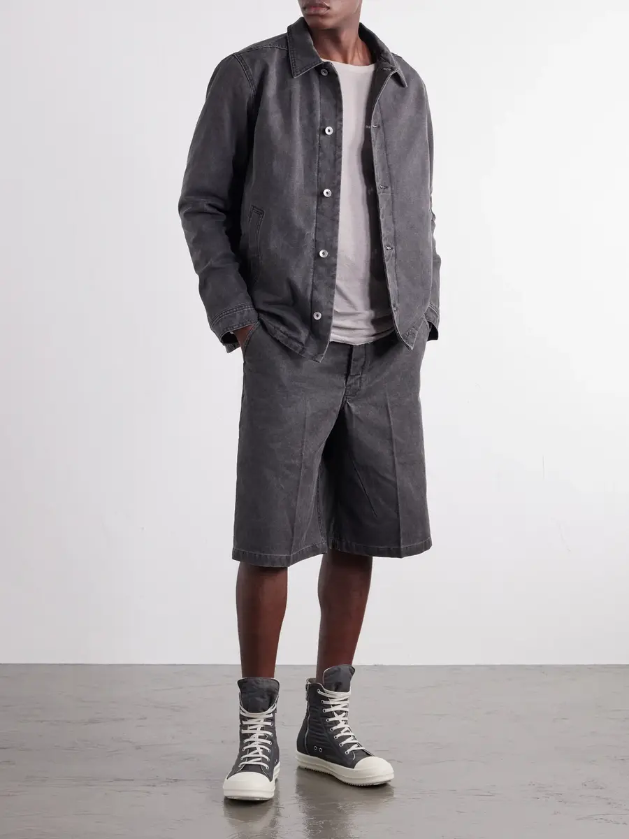 DRKSHDW by Rick Owens Work Straight-Leg Cotton-Canvas Shorts - Men | Thumbnail 2 DRKSHDW by Rick Owens Work Straight-Leg Cotton-Canvas Shorts - Men | Thumbnail 2