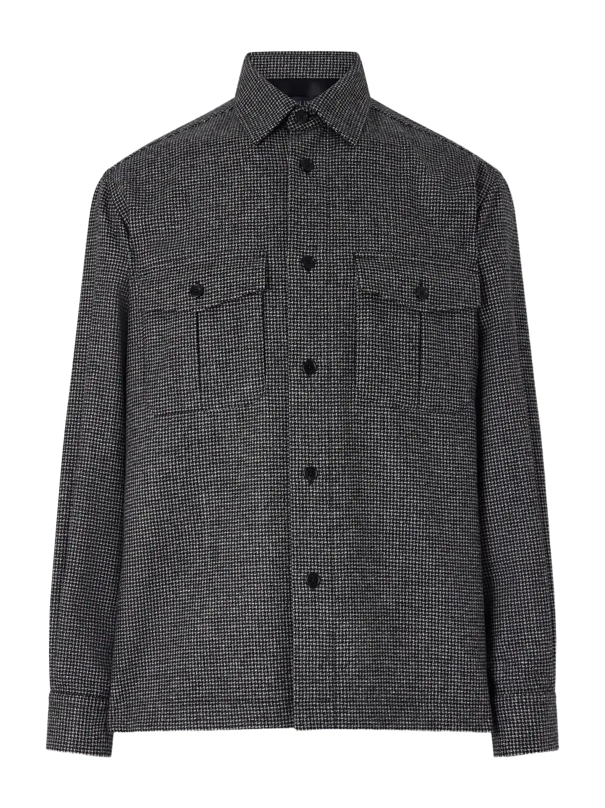Houndstooth Wool Overshirt - Men Houndstooth Wool Overshirt - Men