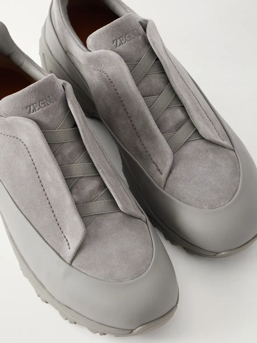 Zegna Triple Stitch™ Monte Leather-Trimmed Suede Slip-On Sneakers - Men | Thumbnail 5 Zegna Triple Stitch™ Monte Leather-Trimmed Suede Slip-On Sneakers - Men | Thumbnail 5