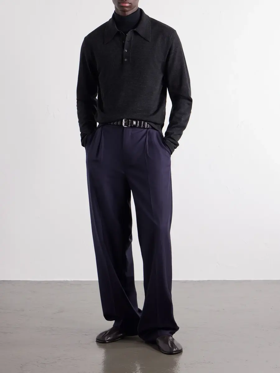 Lemaire Mouliné Wool Polo Shirt - Men | Thumbnail 2 Lemaire Mouliné Wool Polo Shirt - Men | Thumbnail 2