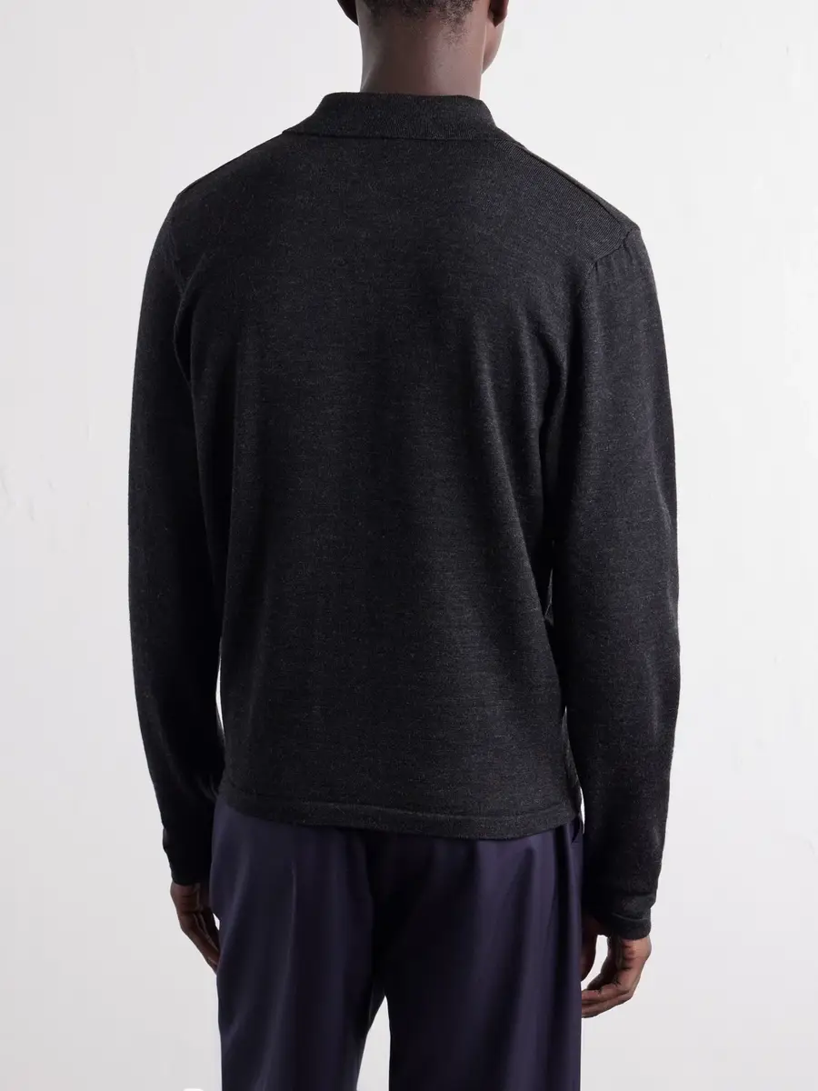 Lemaire Mouliné Wool Polo Shirt - Men | Thumbnail 4 Lemaire Mouliné Wool Polo Shirt - Men | Thumbnail 4