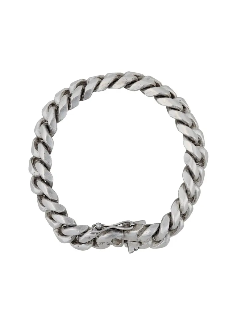 FOUNDWELL Vintage Heavy Curb 1990s Sterling Silver Bracelet - Men