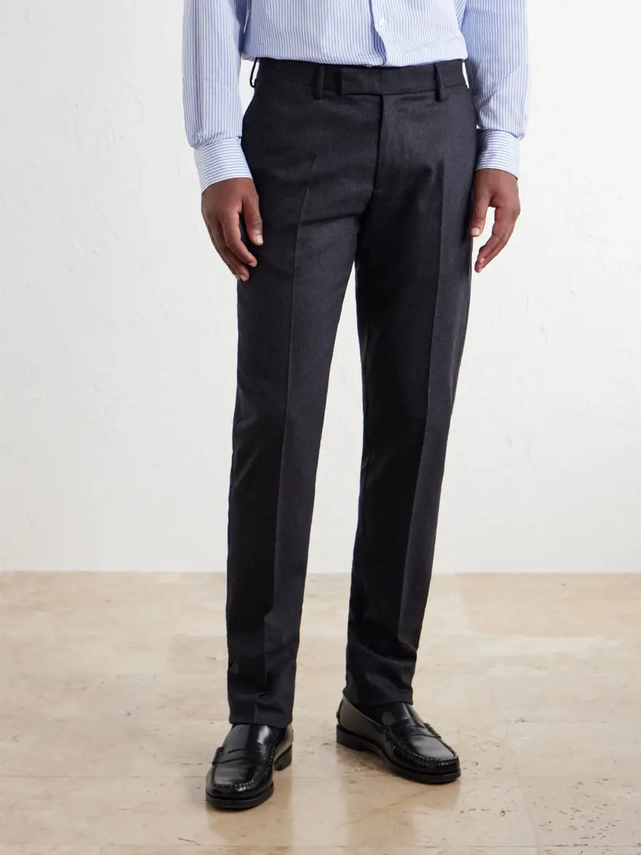 Sunspel Straight-Leg Stretch Wool-Blend Flannel Trousers - Men | Thumbnail 3 Sunspel Straight-Leg Stretch Wool-Blend Flannel Trousers - Men | Thumbnail 3
