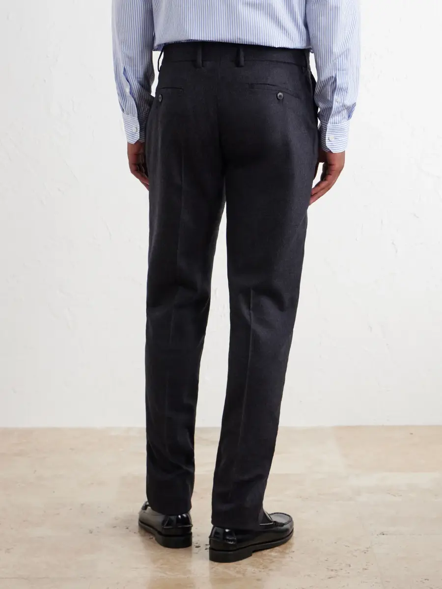 Sunspel Straight-Leg Stretch Wool-Blend Flannel Trousers - Men | Thumbnail 4 Sunspel Straight-Leg Stretch Wool-Blend Flannel Trousers - Men | Thumbnail 4