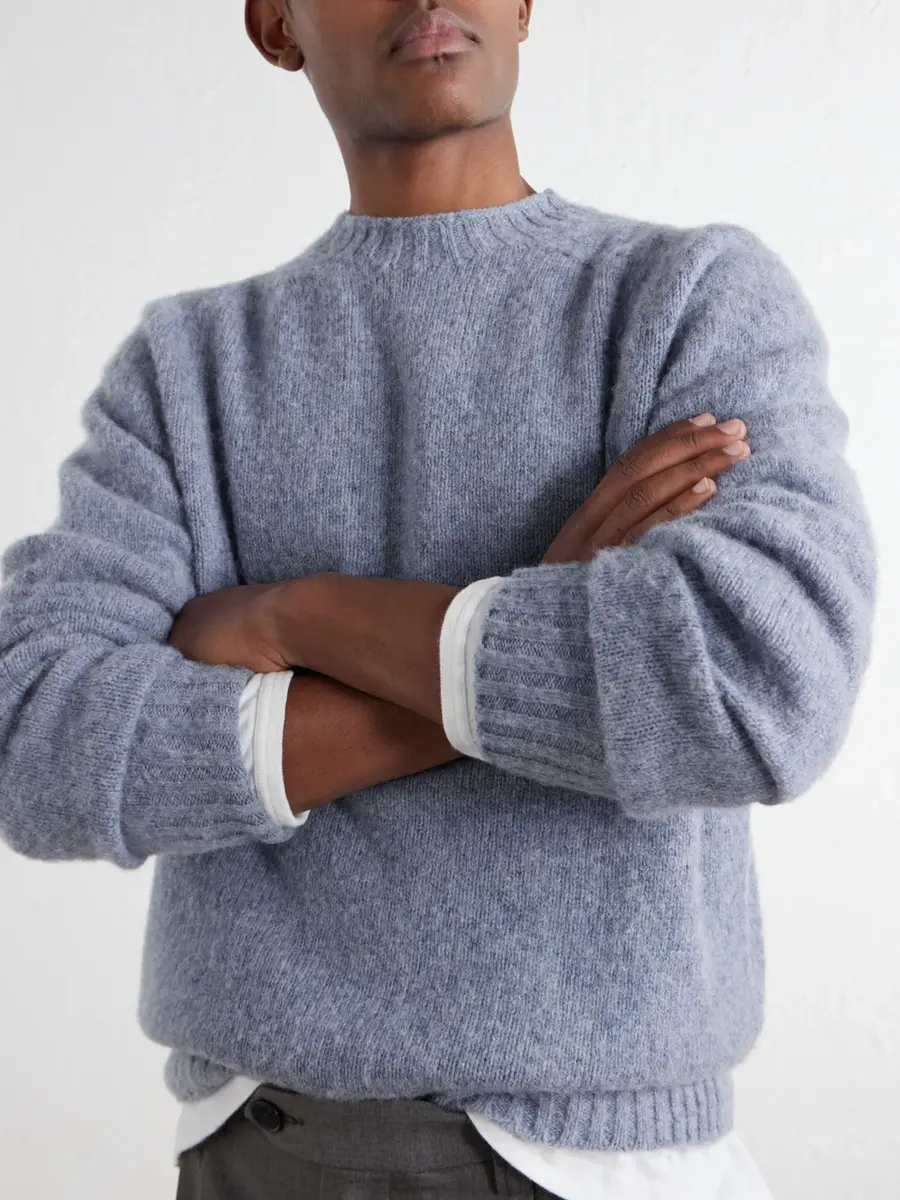 Sunspel Brushed Shetland Wool Sweater - Men | Thumbnail 5 Sunspel Brushed Shetland Wool Sweater - Men | Thumbnail 5