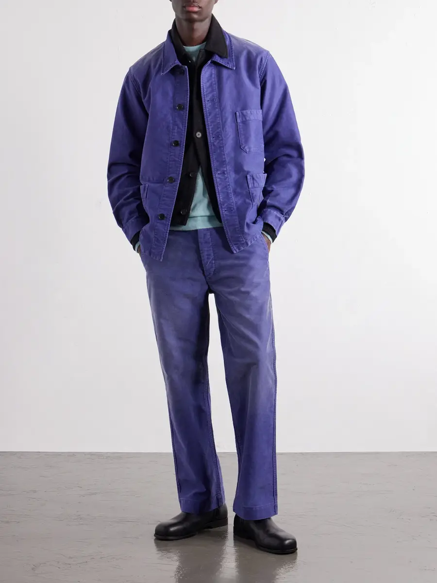 Auralee Straight-Leg Garment-Dyed Cotton-Moleskin Trousers - Men | Thumbnail 2 Auralee Straight-Leg Garment-Dyed Cotton-Moleskin Trousers - Men | Thumbnail 2