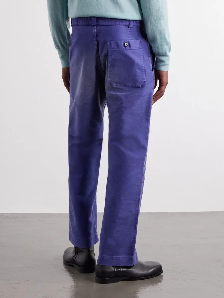 Auralee Straight-Leg Garment-Dyed Cotton-Moleskin Trousers - Men | Thumbnail 4 Auralee Straight-Leg Garment-Dyed Cotton-Moleskin Trousers - Men | Thumbnail 4