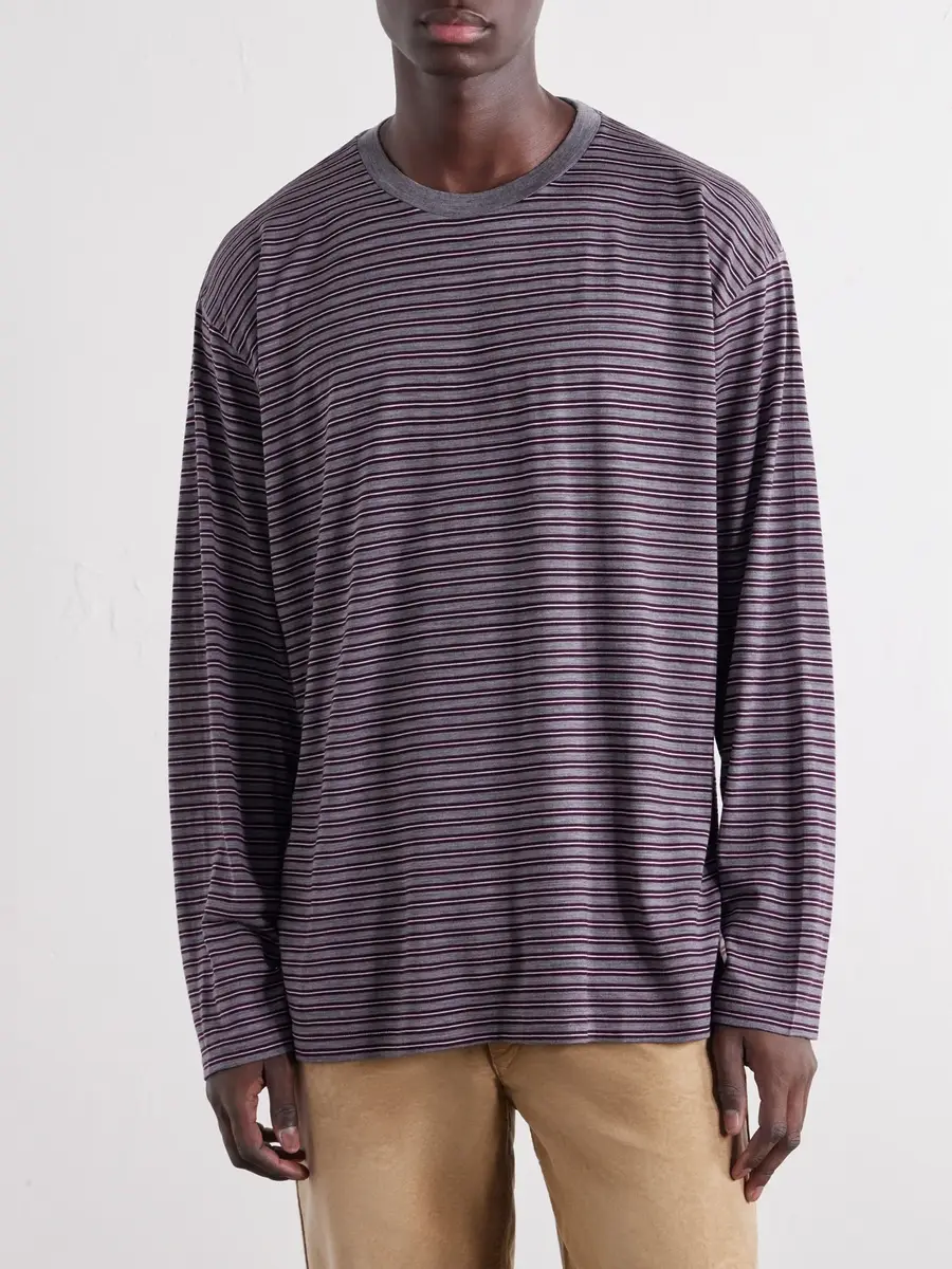 Auralee Striped Wool-Jersey T-Shirt - Men | Thumbnail 3
