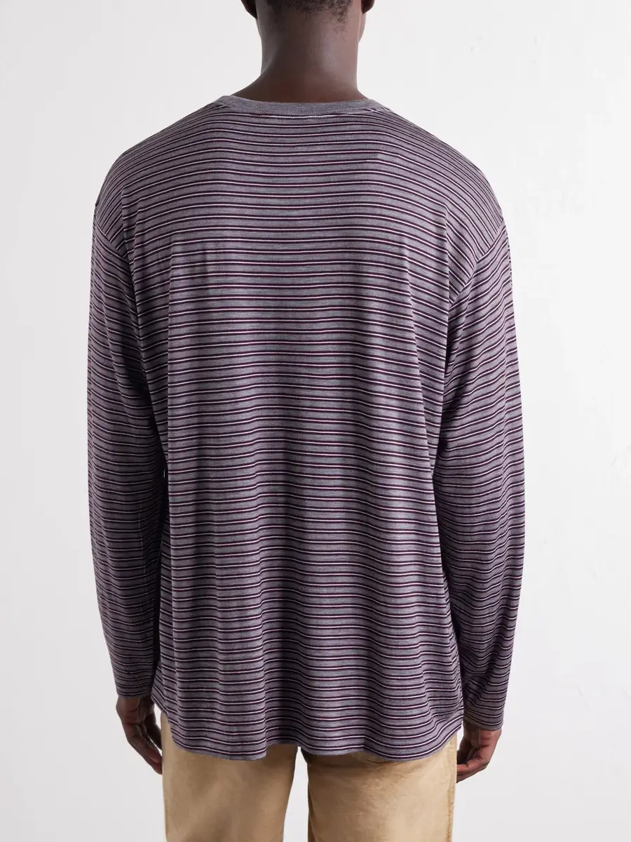 Auralee Striped Wool-Jersey T-Shirt - Men | Thumbnail 4
