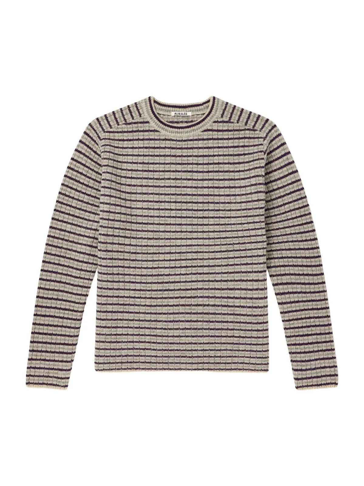 Auralee Striped Ribbed Wool and Cashmere-Blend Sweater - Men