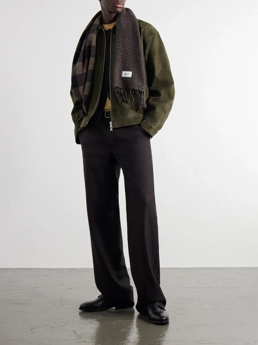 NN07 Fringed Checked Wool-Blend Scarf - Men | Thumbnail 2