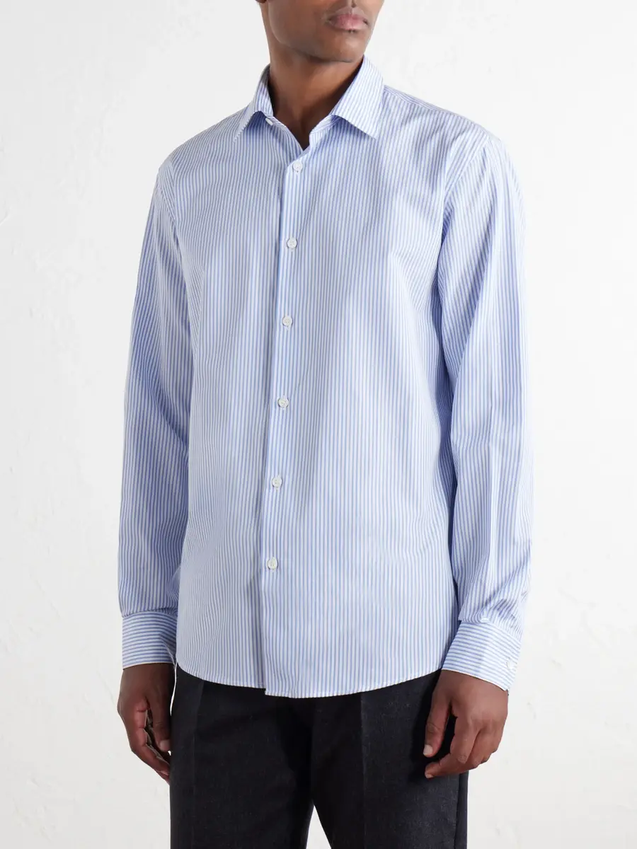 Sunspel Striped Classic-Collar Cotton-Poplin Shirt - Men | Thumbnail 3 Sunspel Striped Classic-Collar Cotton-Poplin Shirt - Men | Thumbnail 3