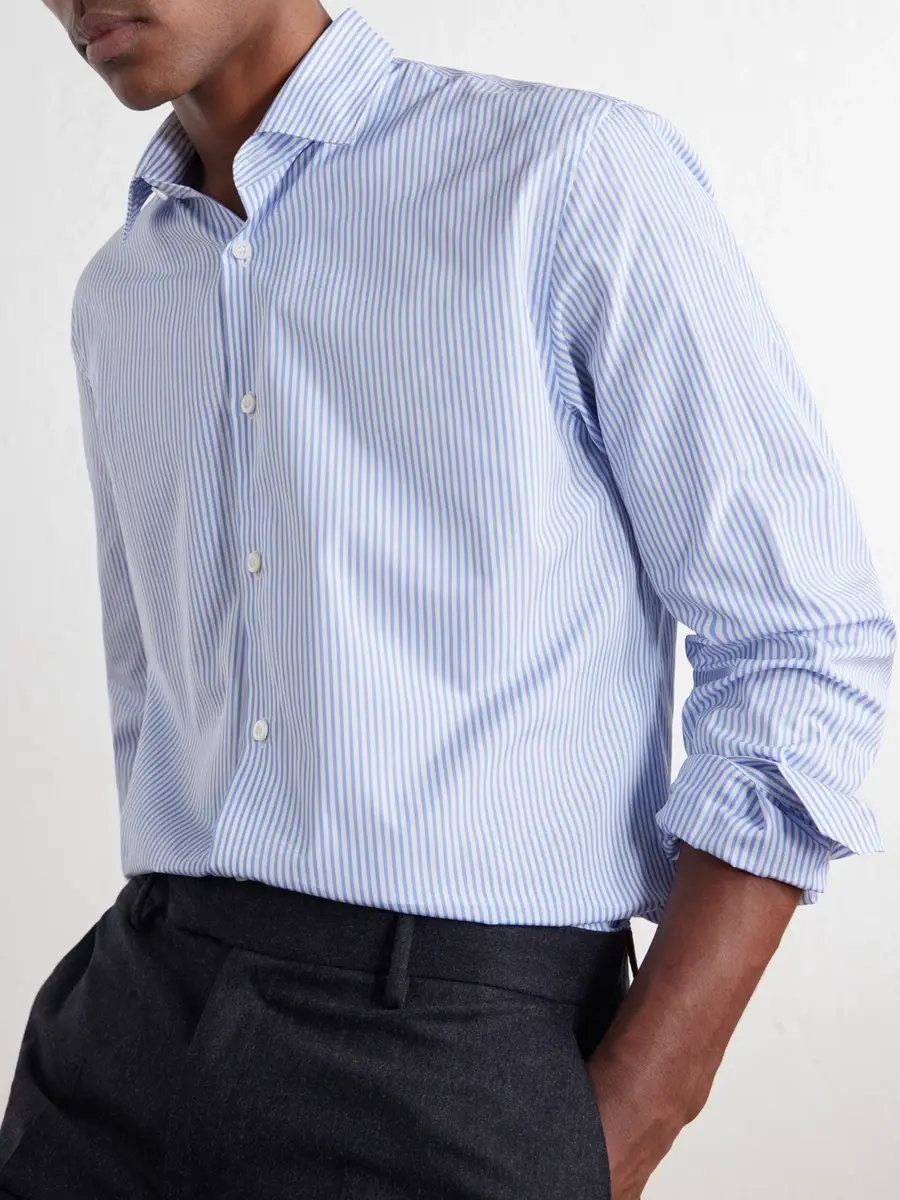 Sunspel Striped Classic-Collar Cotton-Poplin Shirt - Men | Thumbnail 5 Sunspel Striped Classic-Collar Cotton-Poplin Shirt - Men | Thumbnail 5