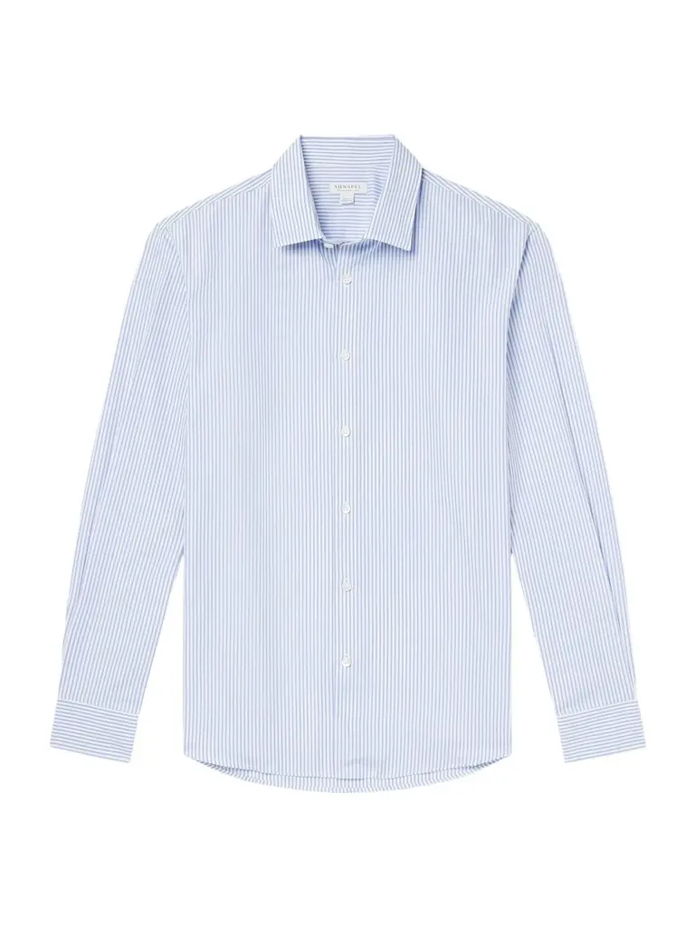 Sunspel Striped Classic-Collar Cotton-Poplin Shirt - Men