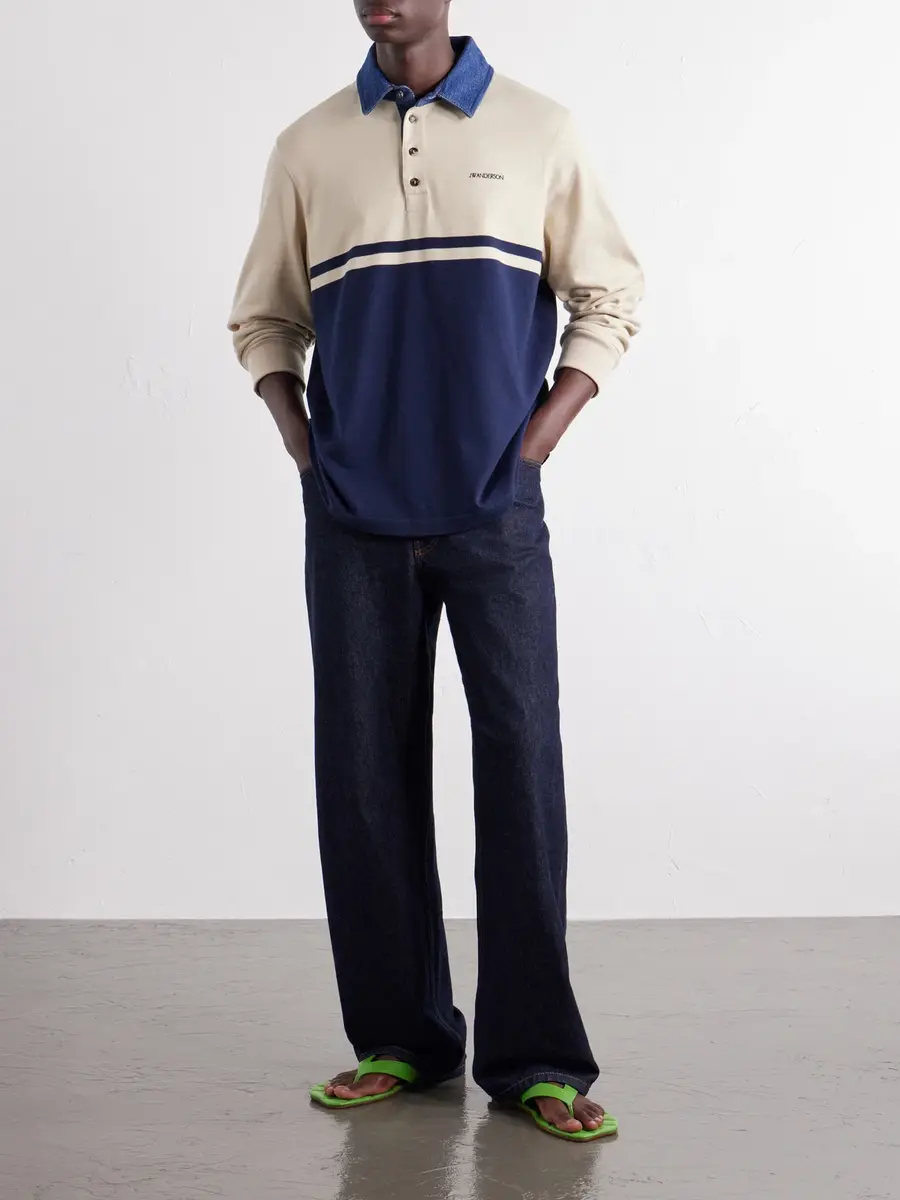 JW Anderson Contrast Collar Colour-Block Cotton-Jersey Polo Shirt - Men | Thumbnail 2 JW Anderson Contrast Collar Colour-Block Cotton-Jersey Polo Shirt - Men | Thumbnail 2
