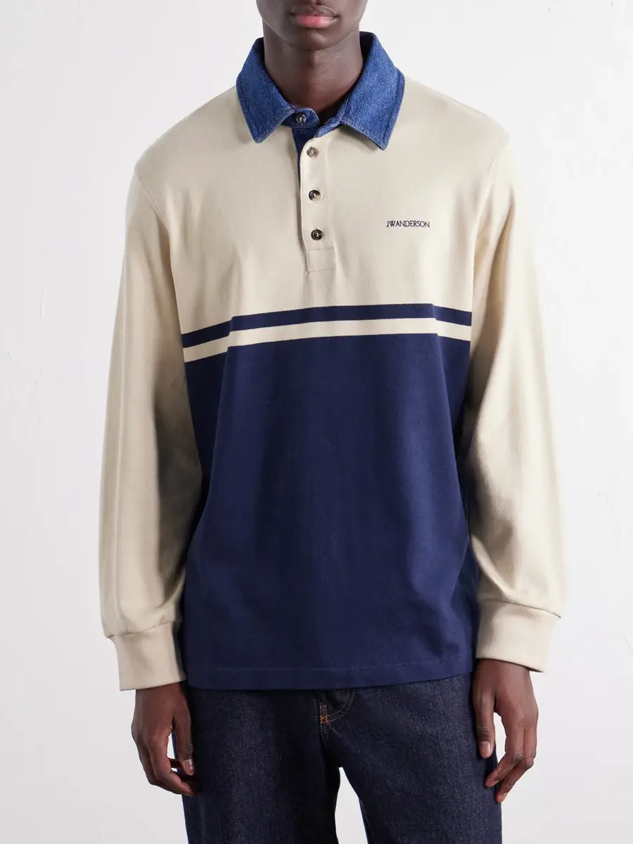 JW Anderson Contrast Collar Colour-Block Cotton-Jersey Polo Shirt - Men | Thumbnail 3 JW Anderson Contrast Collar Colour-Block Cotton-Jersey Polo Shirt - Men | Thumbnail 3